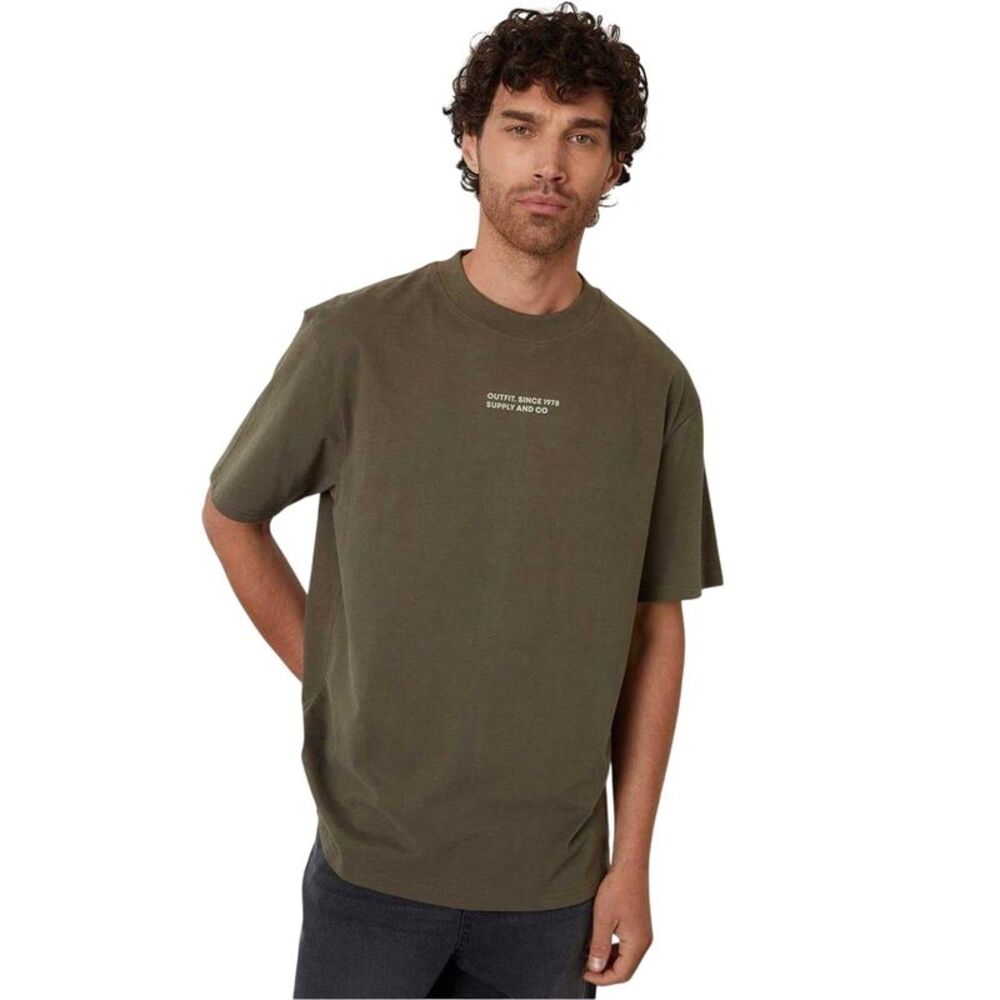 Threadbare Mens Graphic Print Short-Sleeved T-Shirt / Dark Khaki